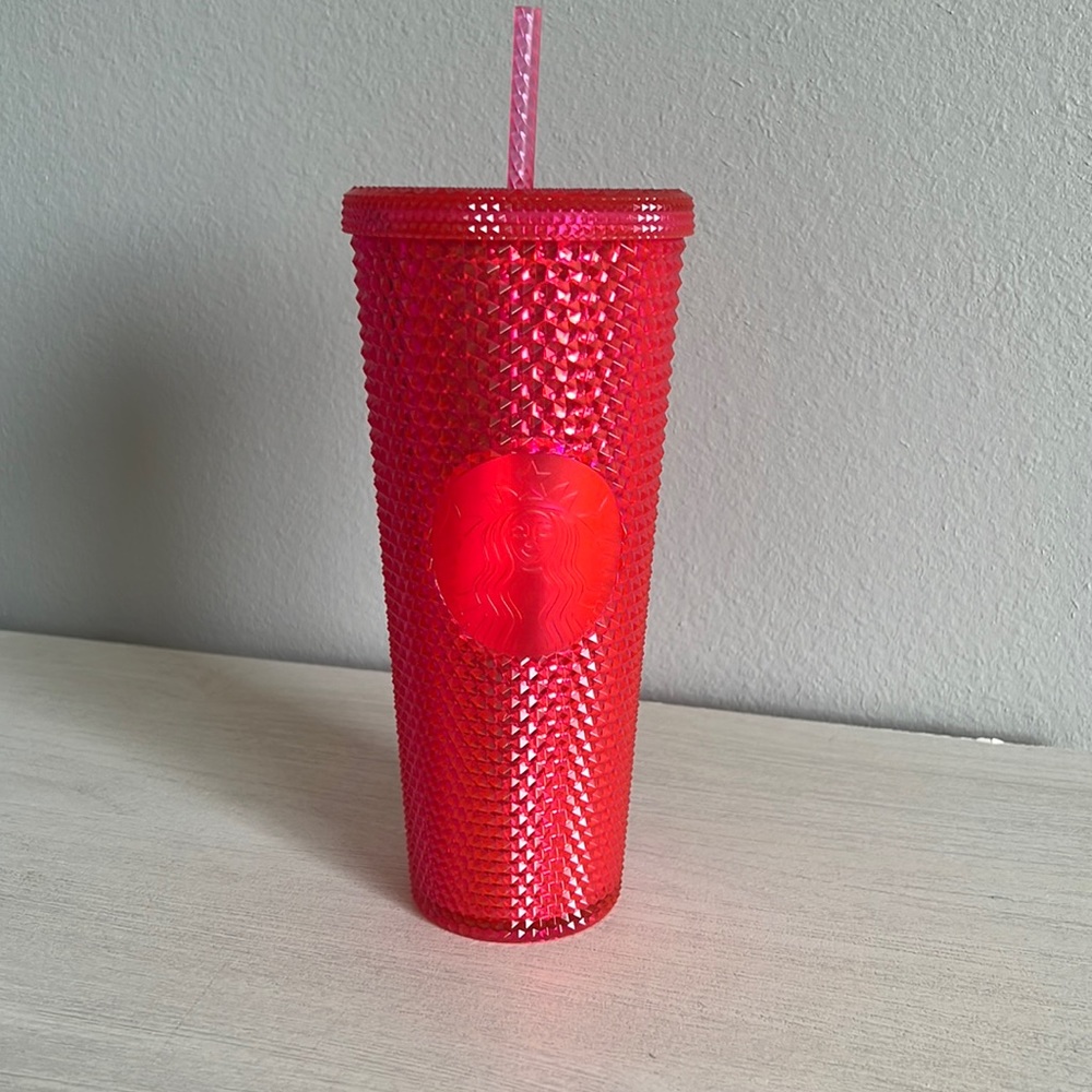 Starbucks 2019 neon hot pink studded tumbler NEW